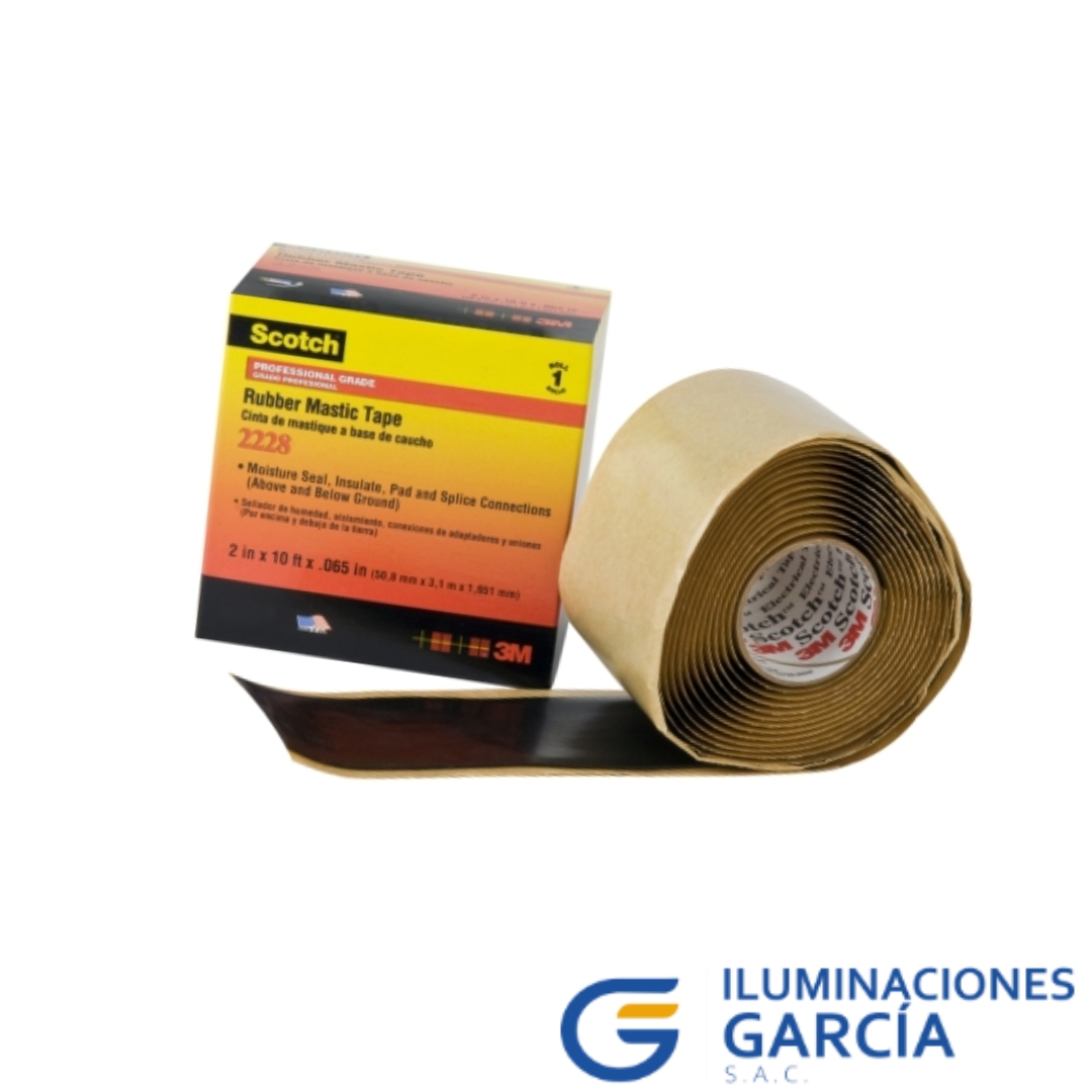 ILUMINACIONES GARCÍA SAC. (12) CINTA AISLANTE AUTOFUNDENTE MASTIC SCOTCH 2228 2¨ x3mts 35kV - 3M - Imagen 1