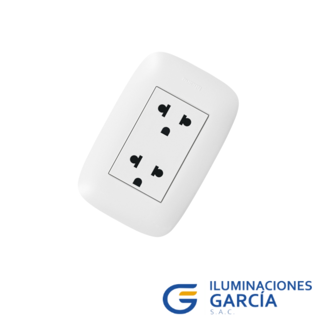 ILUMINACIONES GARCÍA SAC. (30) TOMACORRIENTE UNIVERSAL DOBLE MOD SENCIA 2x16A+T 250V - BTICINO - Imagen 1