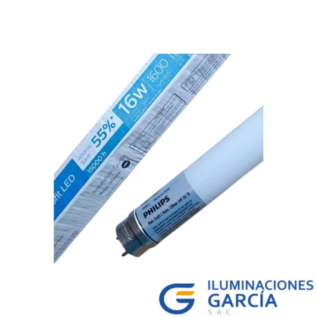 Tubo LED Philips Ecofit T8 de 16W, 6500K, vidrio y casquillo G13