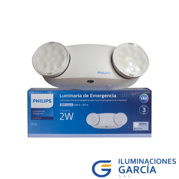 Luz de emergencia LED Philips LEDR1W5 de 2W y 220 lúmenes