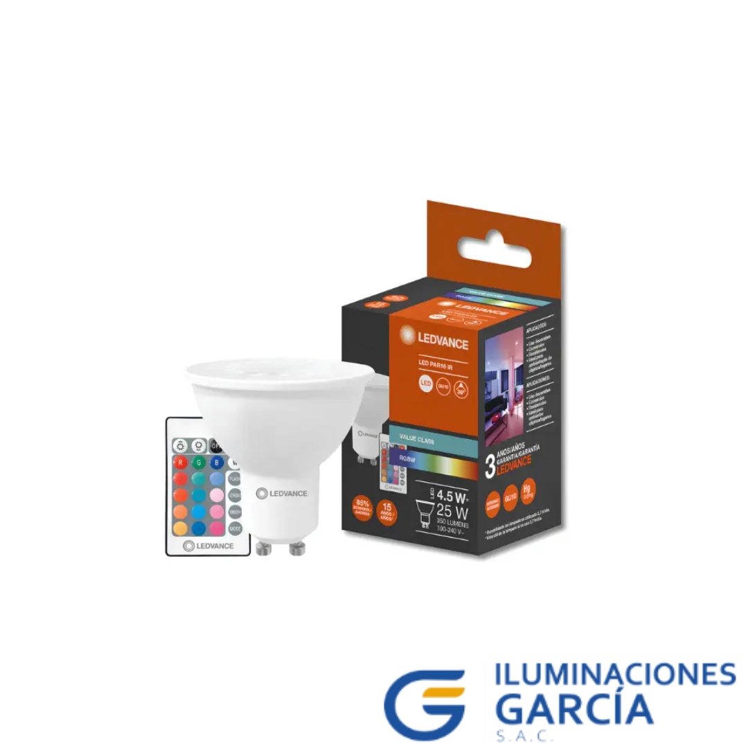 ILUMINACIONES-GARCIA-SAC.-2026-02-18T190312.769.jpg DICROICO LED 4.5W RGB PAR16 GU10 350LM 15000HRS BIV - LEDVANCE - Imagen 1