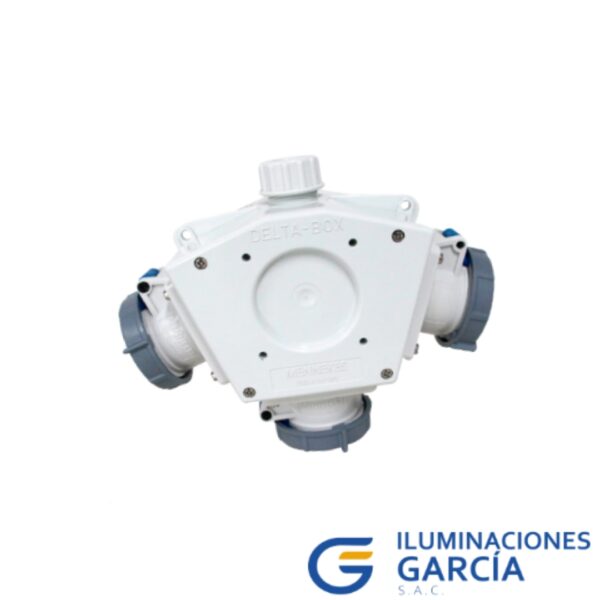 TOMA TRIPLE AEREO 16AMP 2P+T 250V AZUL 6H IP67 (DELTA BOX) - MENNEKES